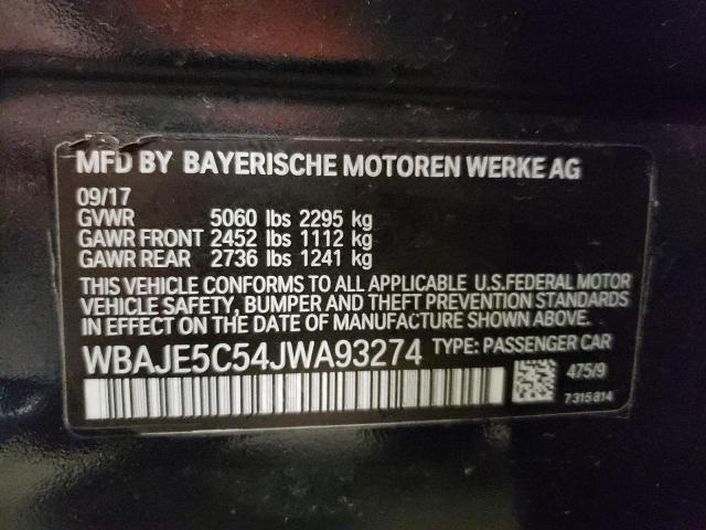 WBAJE5C54JWA93274 BMW 540 I