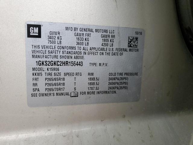 1GKS2GKC2HR156443 GMC Yukon Xl K1500 Slt