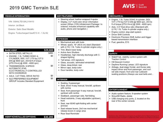 3GKALTEV2KL318410 GMC Terrain Sle