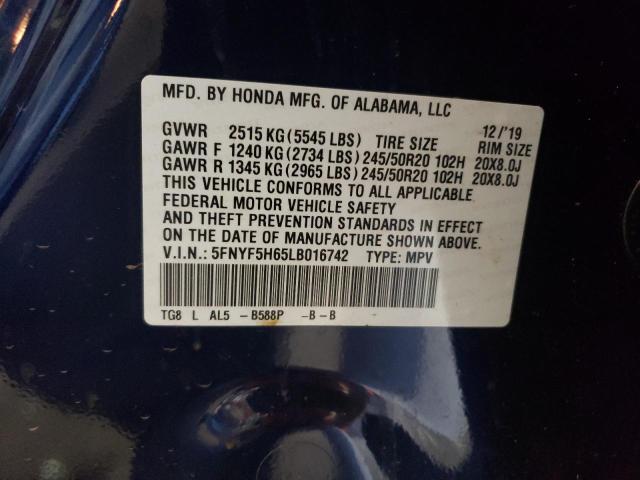 5FNYF5H65LB016742 Honda Pilot Touring