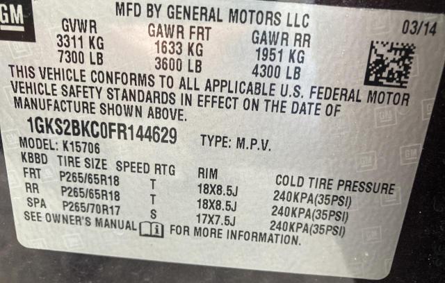 1GKS2BKC0FR144629 GMC YUKON SLT