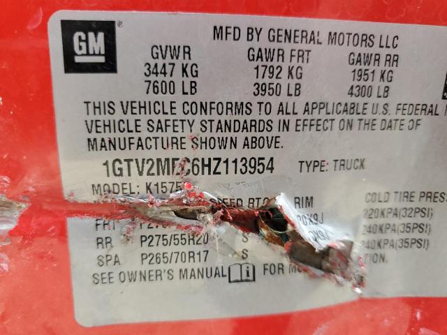 1GTV2MEC6HZ113954 GMC Sierra K1500 Sle