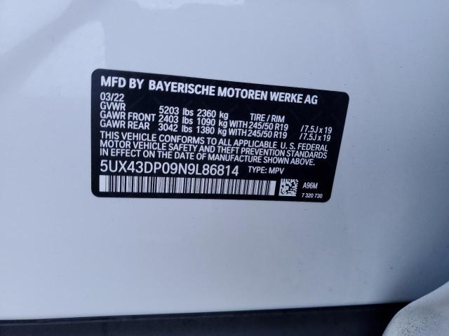 5UX43DP09N9L86814 BMW X3 Sdrive30i