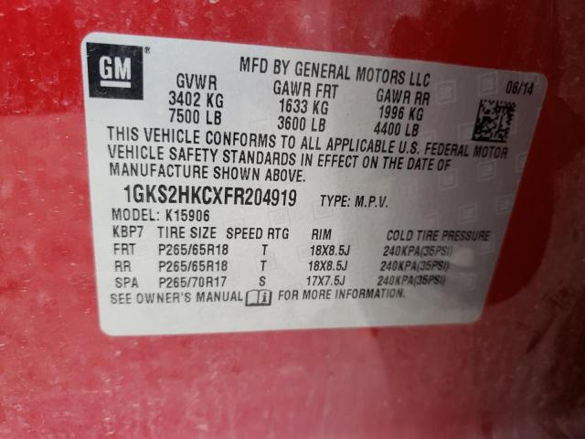 1GKS2HKCXFR204919 GMC Yukon Xl K1500 Slt