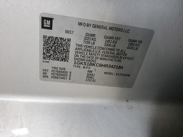 1GKS1BKC6HR342184 GMC YUKON SLT