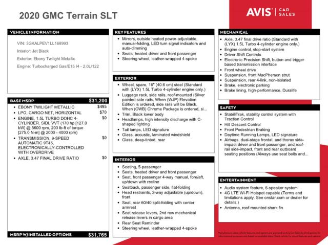 3GKALPEV1LL168993 GMC Terrain Slt