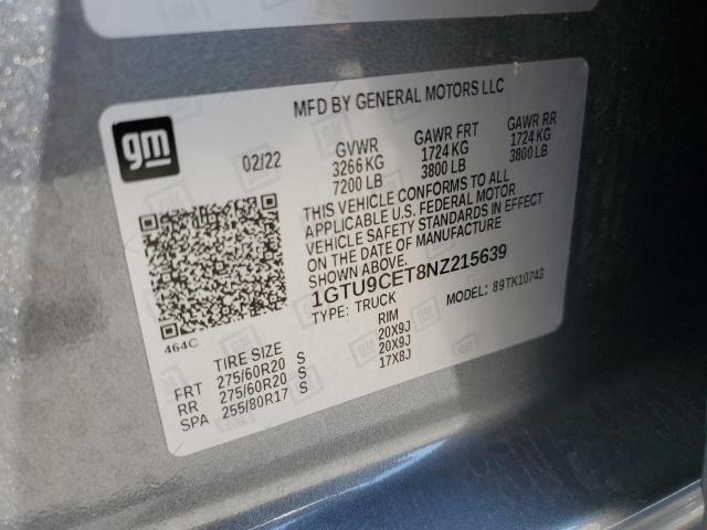 1GTU9CET8NZ215639 GMC Sierra Limited K1500 Elevation