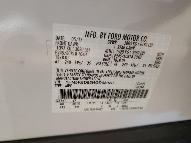 1FM5K8D83HGD08020 Ford EXPLORER XLT