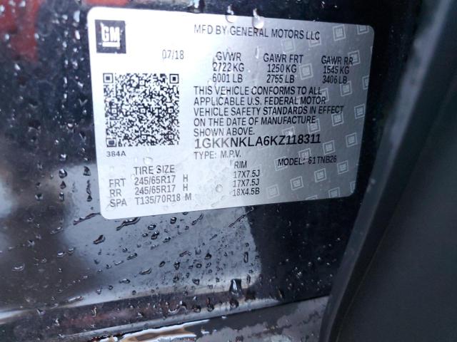1GKKNKLA6KZ118311 GMC ACADIA SLE