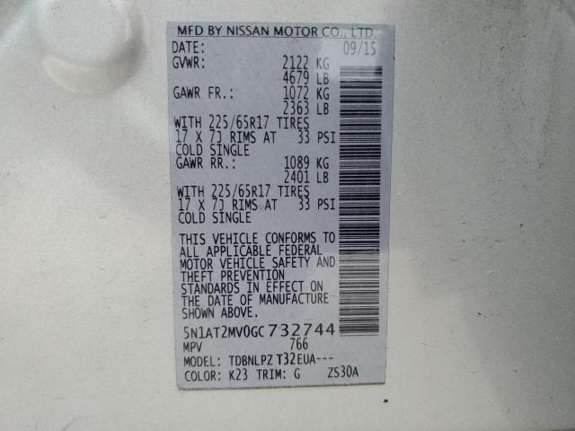 5N1AT2MV0GC732744 Nissan ROGUE S