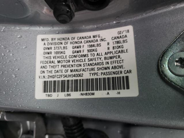 2HGFC2F54JH540062 Honda Civic Lx