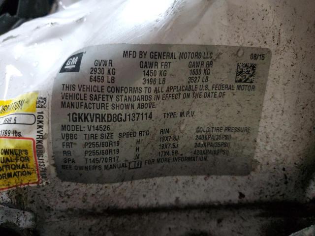1GKKVRKD8GJ137114 GMC Acadia Slt-1