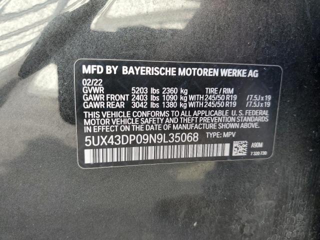 5UX43DP09N9L35068 BMW X3 Sdrive30i