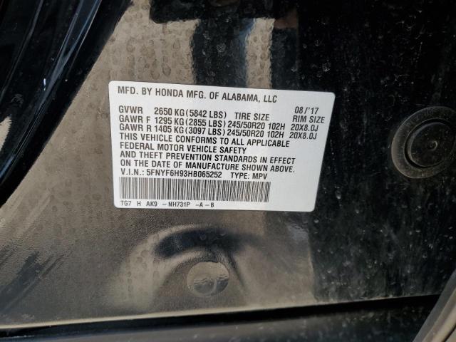 5FNYF6H93HB065252 Honda Pilot Touring