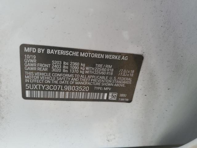 5UXTY3C07L9B03520 BMW X3 Sdrive30i
