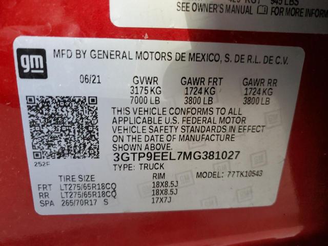 3GTP9EEL7MG381027 GMC Sierra K1500 At4
