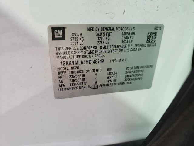 1GKKNMLA4HZ148749 GMC Acadia Slt-1