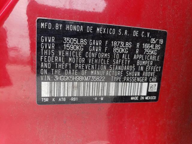 3HGGK5H98KM735822 Honda Fit Exl