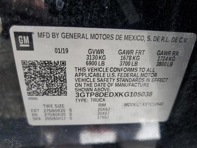 3GTP8DEDXKG105038 GMC Sierra C1500 Slt