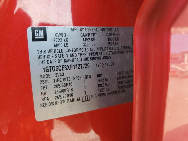 1GTG6CE3XF1127729 GMC CANYON SLT