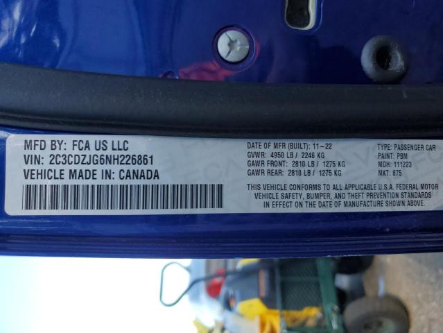 2C3CDZJG6NH226861 Dodge Challenger Gt