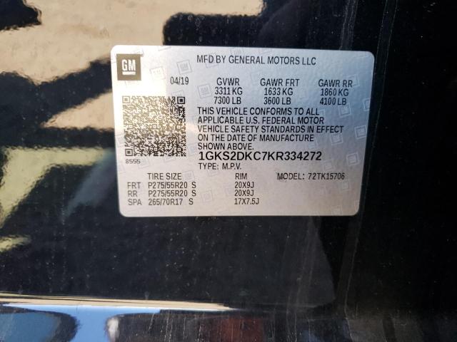 1GKS2DKC7KR334272 GMC YUKON SLT