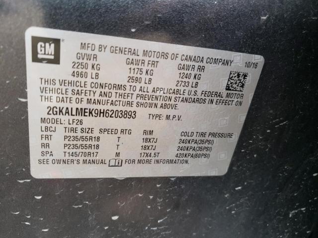 2GKALMEK9H6203893 GMC Terrain Sle