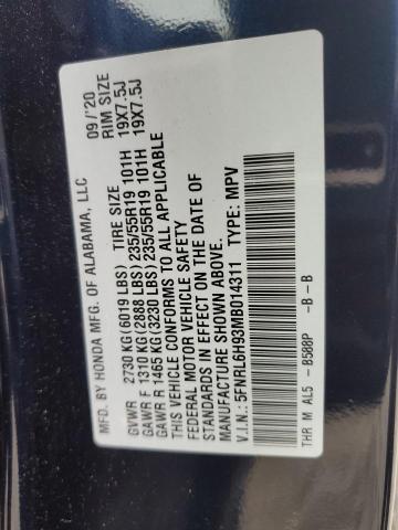 5FNRL6H93MB014311 Honda Odyssey Elite