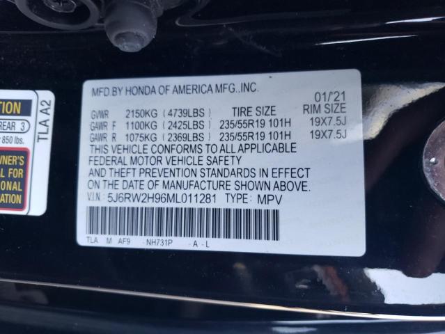 5J6RW2H96ML011281 Honda Cr-v Touring