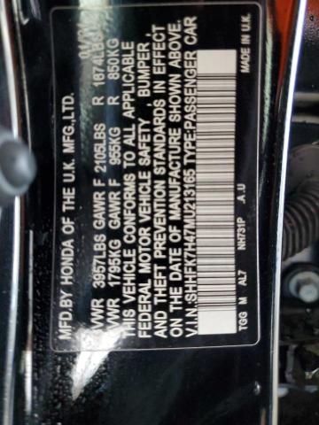 SHHFK7H47MU213165 Honda Civic Sport