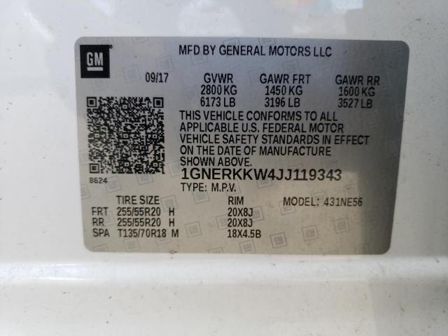 1GNERKKW4JJ119343 Chevrolet Traverse Premier
