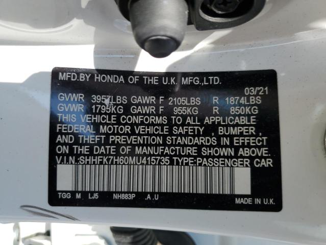 SHHFK7H60MU415735 Honda CIVIC EX