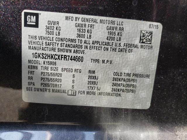 1GKS2HKCXFR744660 GMC Yukon Xl K1500 Slt