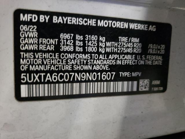 5UXTA6C07N9N01607 BMW X5 Xdrive45e