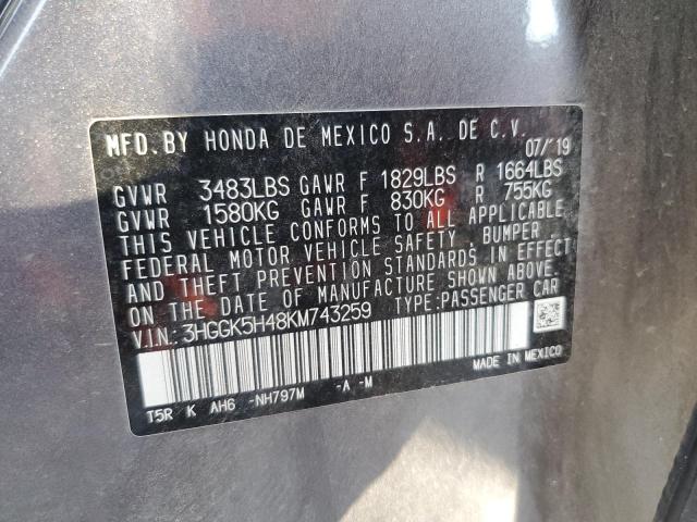 3HGGK5H48KM743259 Honda FIT LX