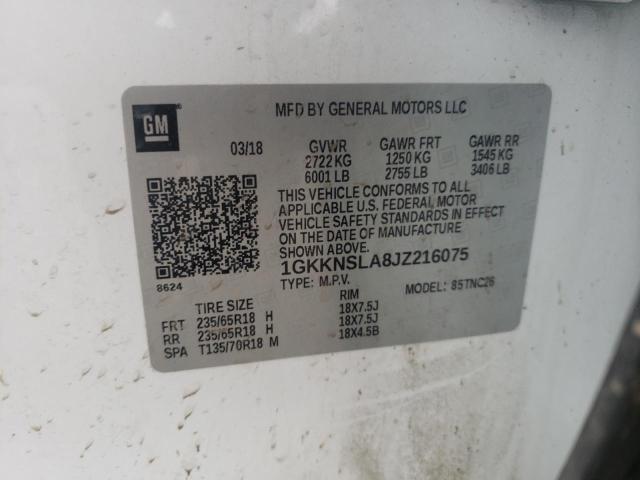 1GKKNSLA8JZ216075 GMC ACADIA SLE