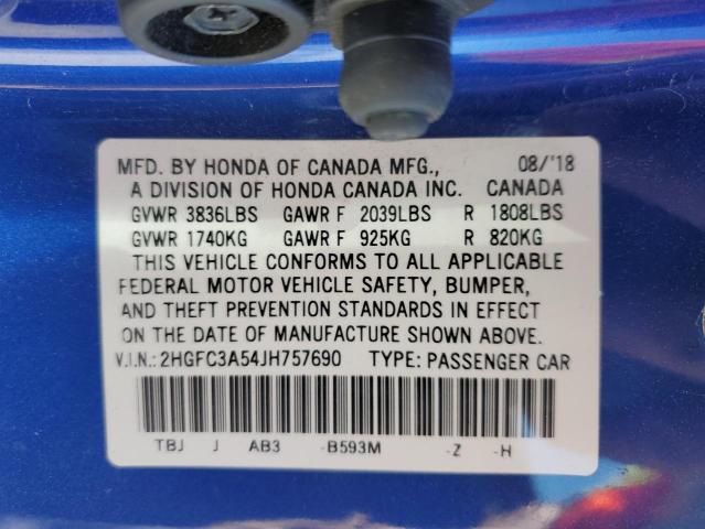 2HGFC3A54JH757690 Honda CIVIC SI