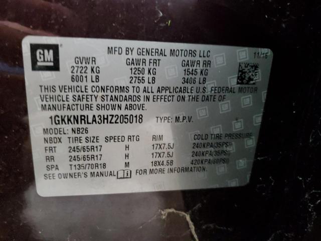 1GKKNRLA3HZ205018 GMC ACADIA SLE