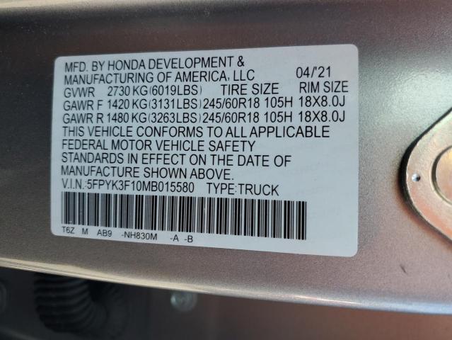 5FPYK3F10MB015580 Honda Ridgeline Sport