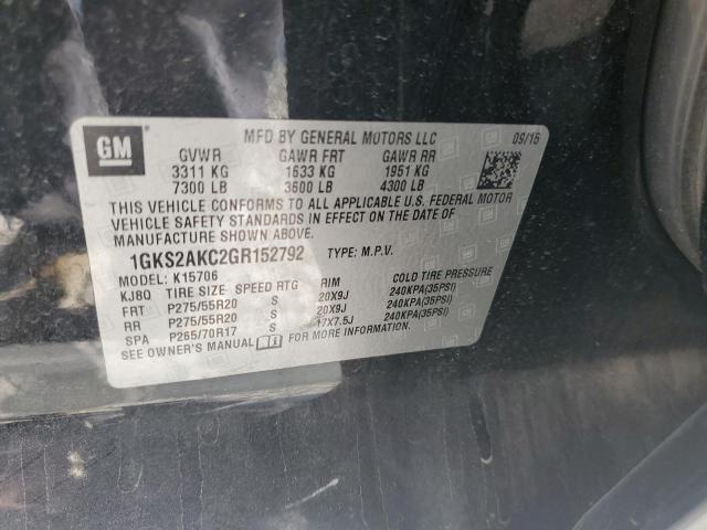 1GKS2AKC2GR152792 GMC YUKON SLE