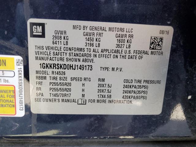 1GKKRSKD0HJ149173 GMC Acadia Limited Slt-2