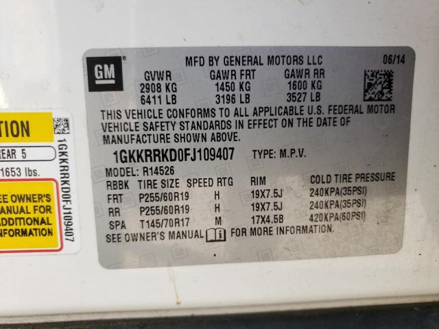 1GKKRRKD0FJ109407 GMC Acadia Slt-1