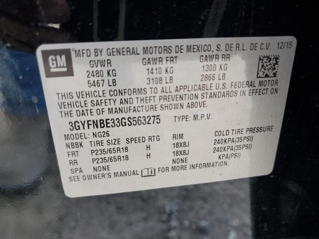 3GYFNBE33GS563275 Cadillac Srx Luxury Collection