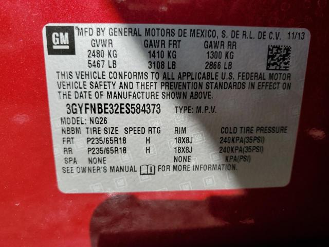 3GYFNBE32ES584373 Cadillac Srx Luxury Collection