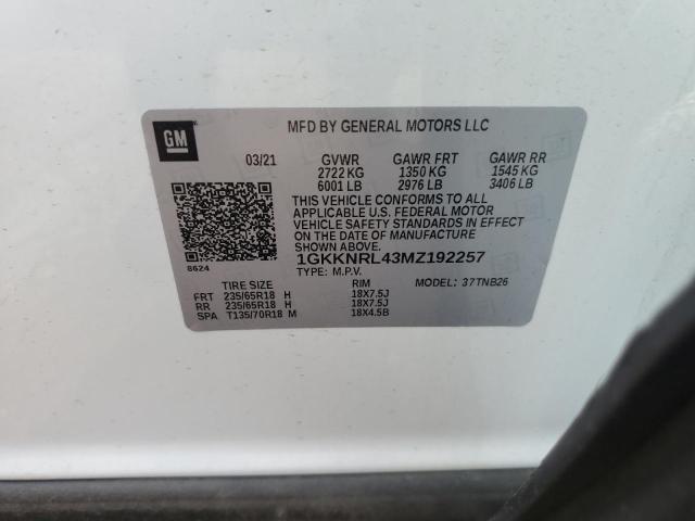 1GKKNRL43MZ192257 GMC ACADIA SLE