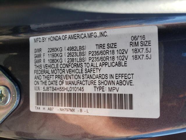5J8TB4H55HL010145 Acura Rdx Technology