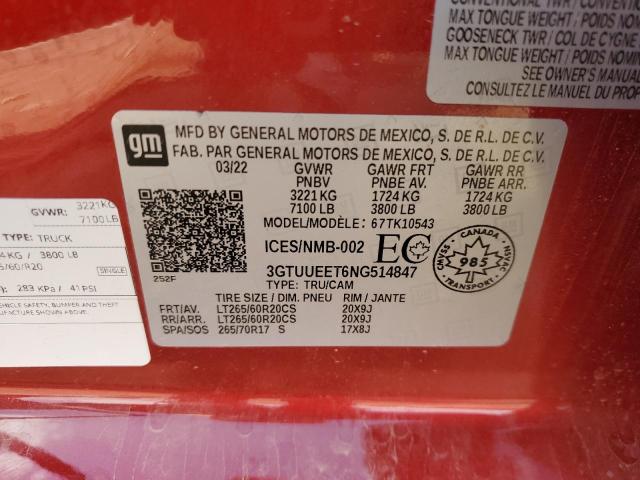 3GTUUEET6NG514847 GMC Sierra K1500 At4