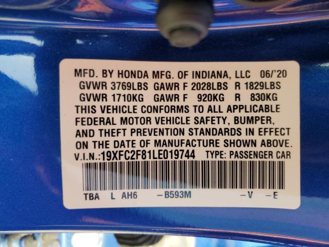 19XFC2F81LE019744 Honda Civic Sport