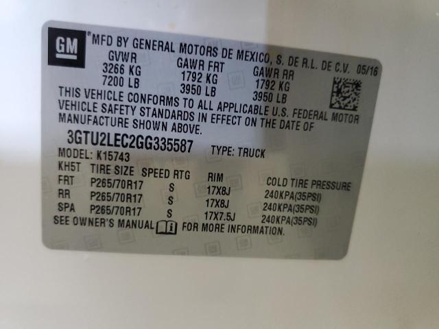3GTU2LEC2GG335587 GMC Sierra K1500