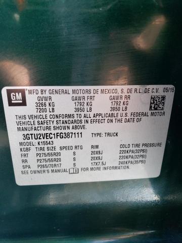 3GTU2VEC1FG387111 GMC Sierra K1500 Slt